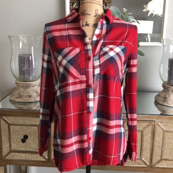 NWOT BP long sleeve Brit Nova Pattern Shirt Red - Picture 5 of 7